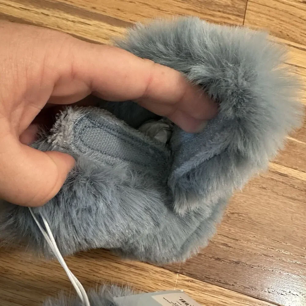 NEW!! Cat & Jack Faux Fur Slip-On Booties, Slippers, Non-Slip, Soft, S (5/6)